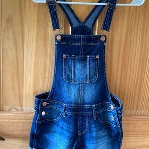 Denim overall shorts